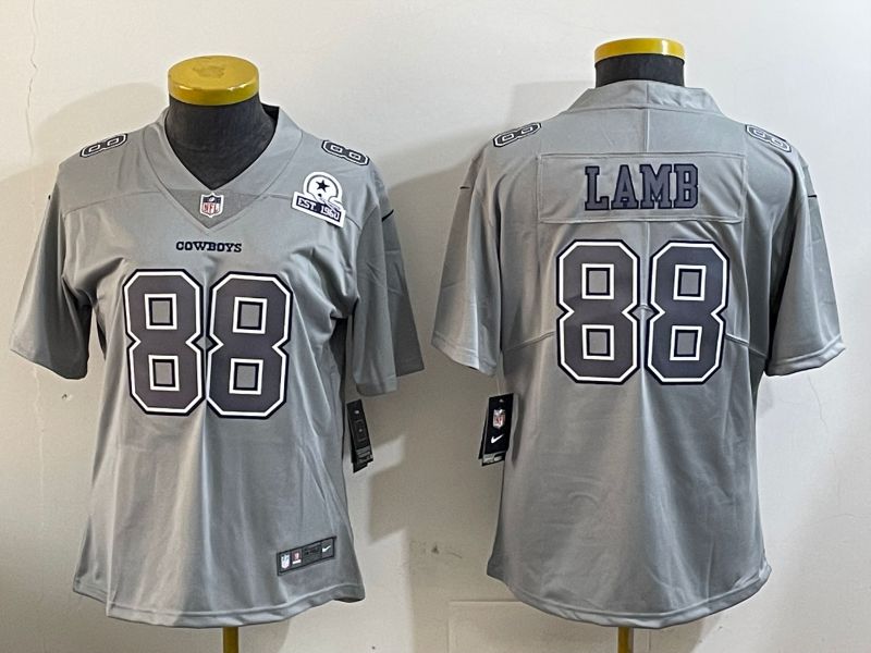 Women Dallas Cowboys #88 Lamb Grey 2024 Nike Vapor Limited NFL Jersey style 3